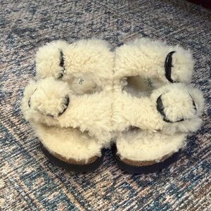 Birkenstock Cream Fuzzy Sandals